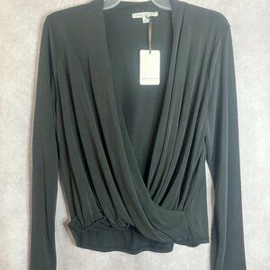 NWT Green Envelope Cross front top. Charcoal grey size Large